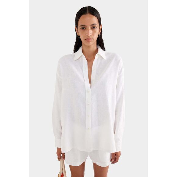 Venroy Classic Linen Shirt - S - White - Picture 2 of 5
